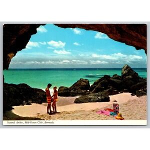 Tucker's Town Bermuda Vtg Postcard Natural Arches Mid-Ocean Club Pink Sand Beach